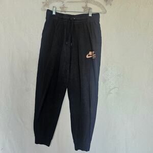 Nike Women Small Y2K Black Jogger Sweatpants Pink Glitter Swoosh Streetwear